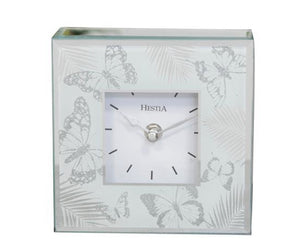 Mirrored Butterfly Mantel Clock