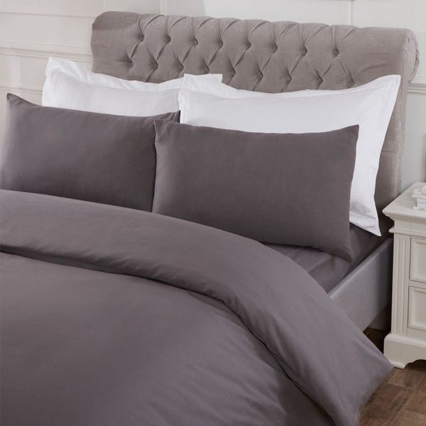 Easy Care Polycotton Duvet Cover Set - Charcoal Grey