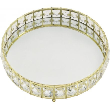 Gold Crystal Round Tray