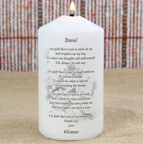 Personalised Godparent Pillar Candle