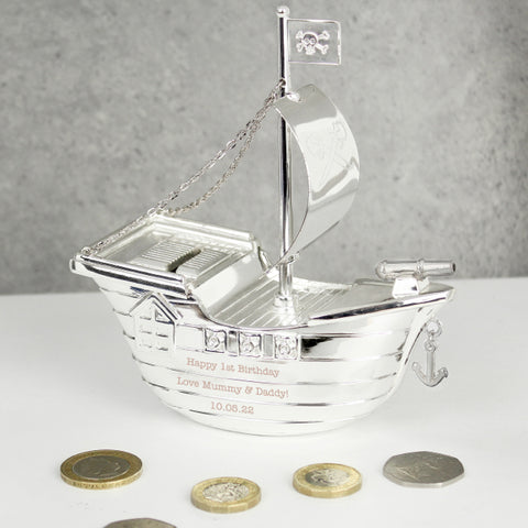 Personalised Pirate Ship Money Box