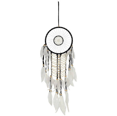 Black And White Dreamcatcher With Natural Beads