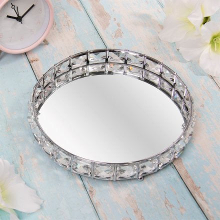 Silver Crystal Round Tray