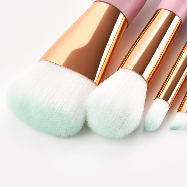 7pcs Pink-Green Gradient Diamond Makeup Brush Set