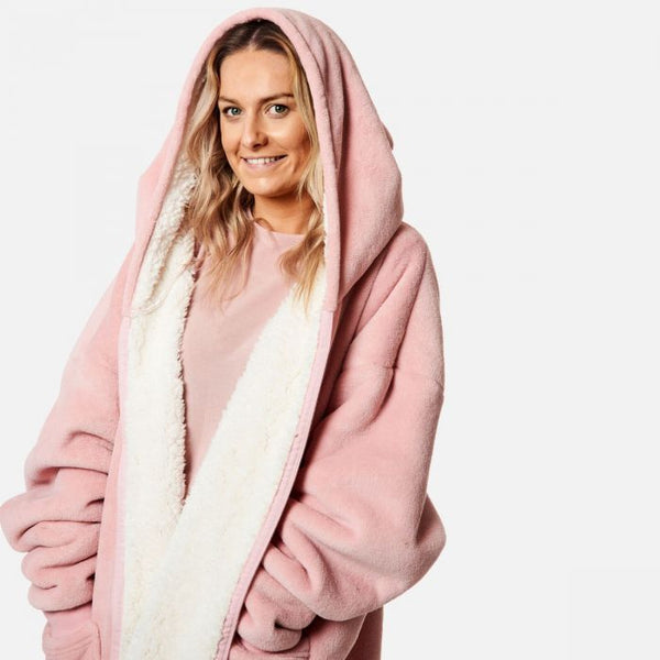 Sherpa Zip Up Hooded Blanket - Blush Pink