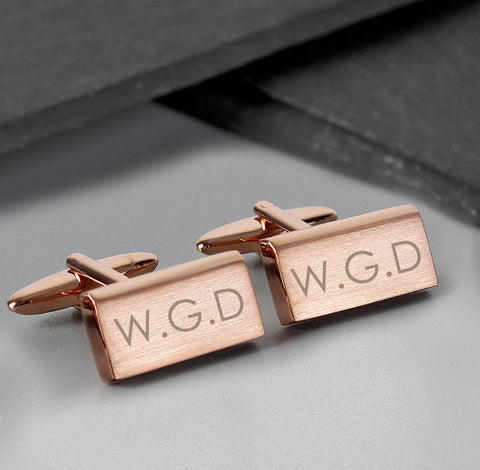 Personalised Modern Rose Gold Plated Cufflinks