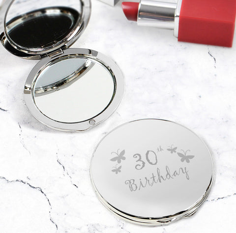 30th Butterfly Round Compact Mirror