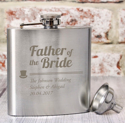 Personalised Father of the Bride Hip Flask