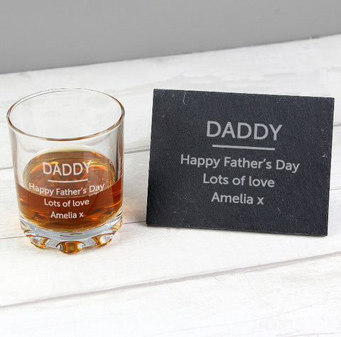 Personalised Whisky Tumbler & Slate Coaster Set