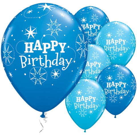 Happy Birthday Blue Sparkle Balloons