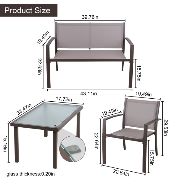 Four Piece Patio Furniture Set - Brown