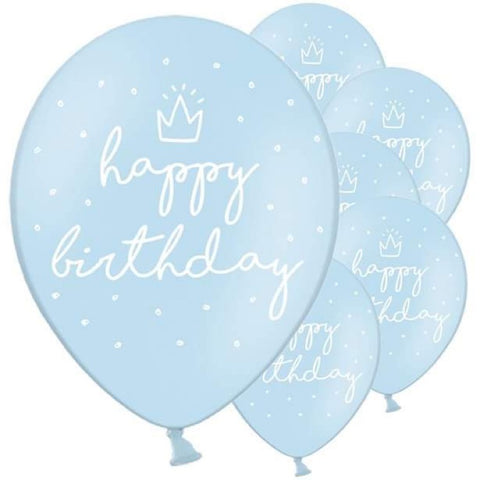 Pastel Blue Happy Birthday Latex Balloons
