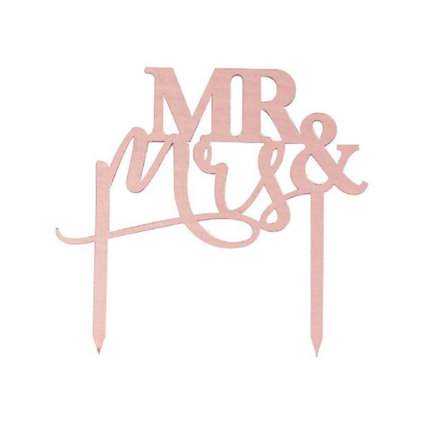 Rose Gold Acrylic Mr and Mrs Cake Topper