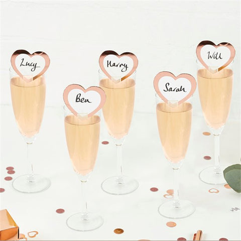 Rose Gold Heart Glass Markers