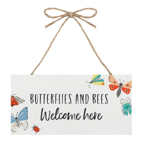 Butterflies And Bees Hanging Garden Sign