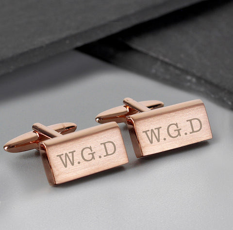 Personalised Classic Rose Gold Plated Cufflinks