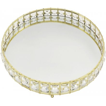 Gold Crystal Round Tray