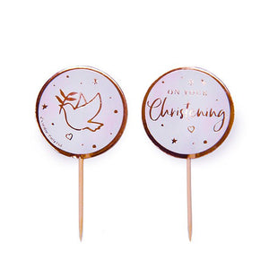 On Your Christening Pink Cupcake Toppers