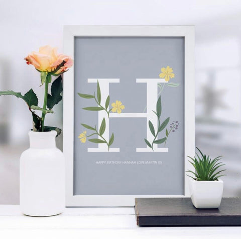 Floral Initial A3 Framed Print