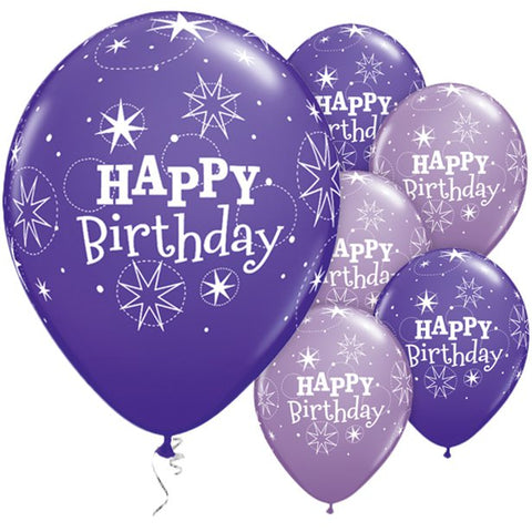 Happy Birthday Purple Sparkle Balloons