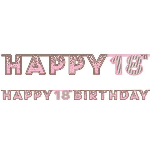 Happy 18th Birthday Banner - Pink