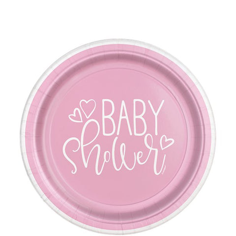 Pink Hearts Baby Shower Dessert Plates