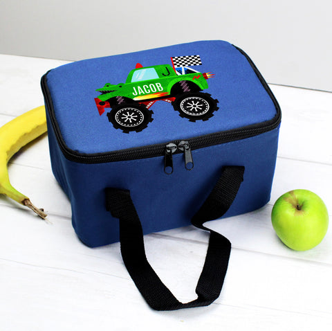 Personalised Monster Truck Blue Lunch Bag