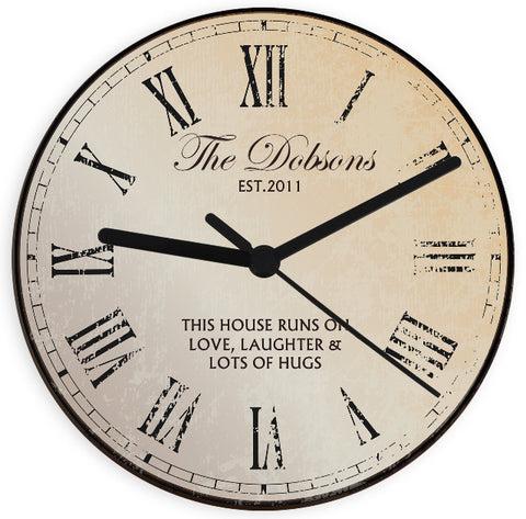Personalised Rustic Message Glass Clock