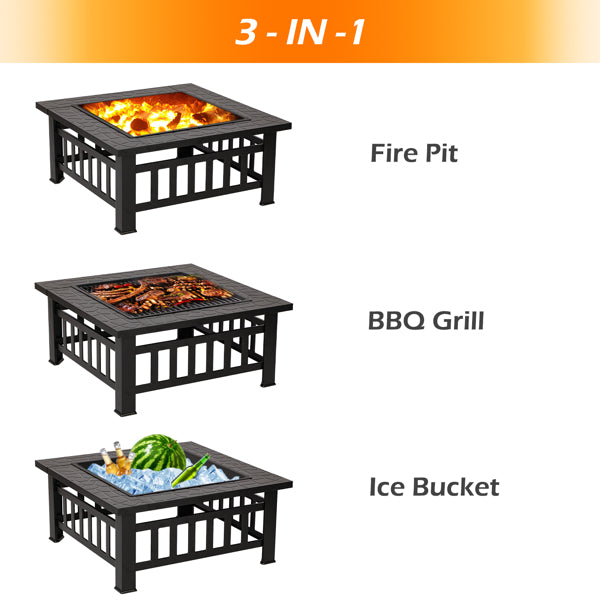 3 In 1 Square Fire Pit