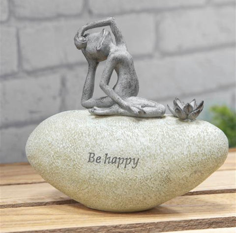 “Be Happy” Frog On Stone Garden Ornament
