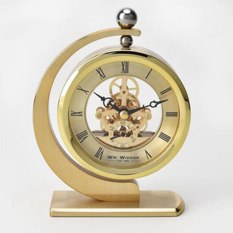 Wm Widdop Gold Aluminium Hanging Skelton Mantel Clock