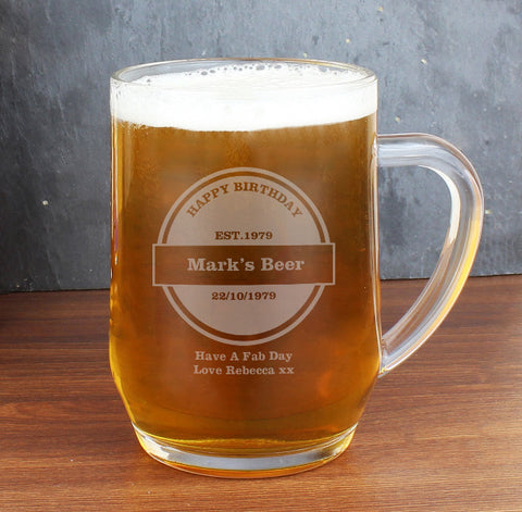 Personalised Established Beer Label Tankard
