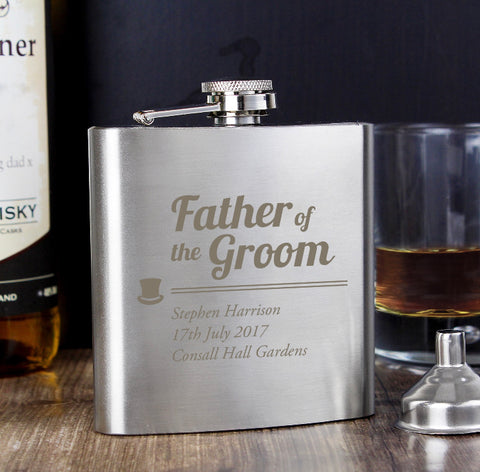 Personalised Father of the Groom Hip Flask