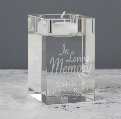 Personalised In Loving Memory Glass Tea Light Candle Holder