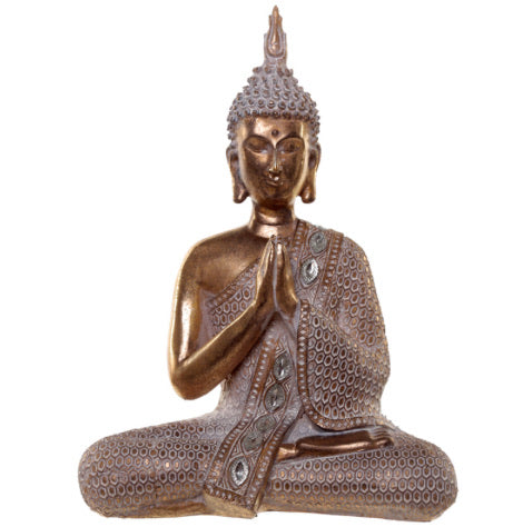 Thai Buddha Figurine - Gold and White Lotus