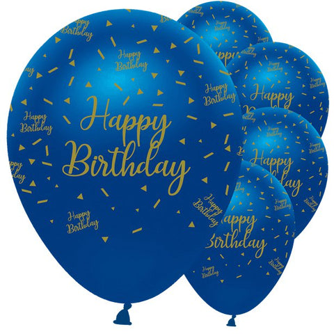 Navy & Gold Geode 'Happy Birthday' Balloons