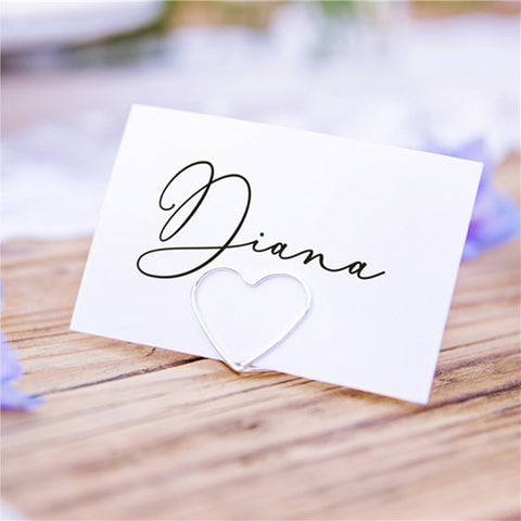 Silver Heart Place Card Holders