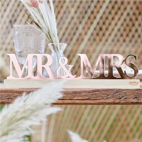 Rose Gold Acrylic Mr & Mrs Table Decoration