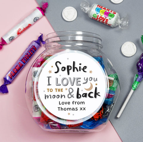Personalised To the Moon and Back Sweet Jar