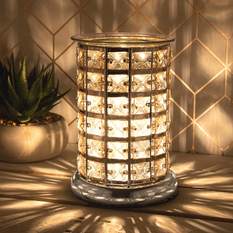 Silver & Amber Jewelled Aroma Lamp