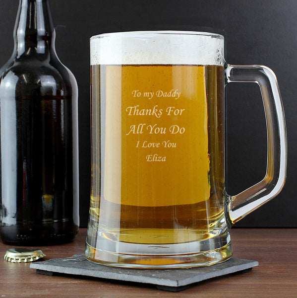 Engraved Personalised Glass Pint Stern Tankard