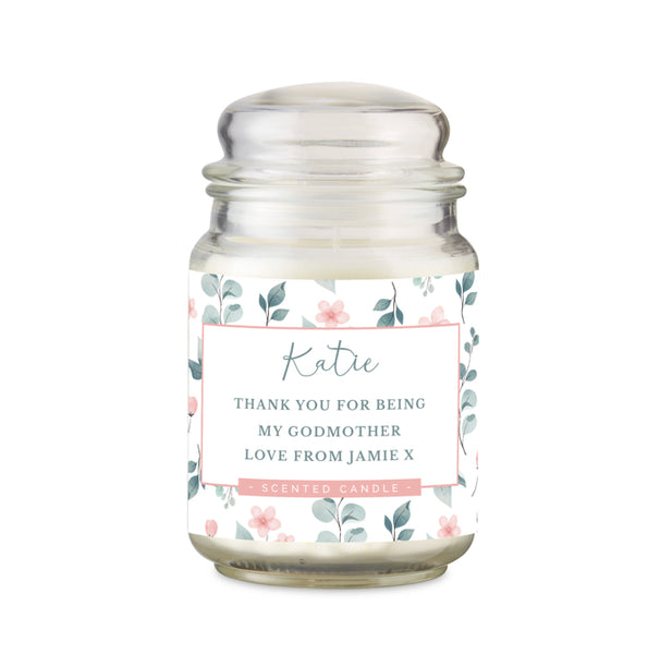 Personalised Floral Large Scented Jar Candle