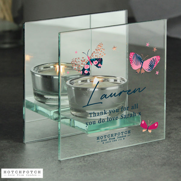 Personalised Butterfly Mirrored Tealight Holder