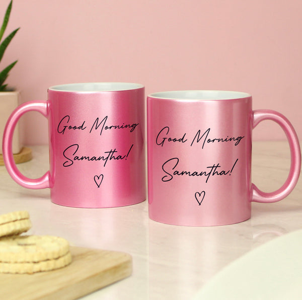 Personalised Pink Glitter Mug