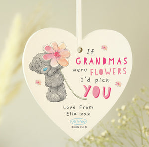 Personalised Me To You If... Were Flowers Wooden Heart Decoration