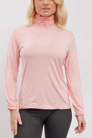 Ruched Frill Roll Neck Top