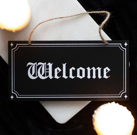 Welcome Gothic Hanging Sign
