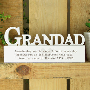 Personalised Free Text Heart Wooden Grandad Ornament