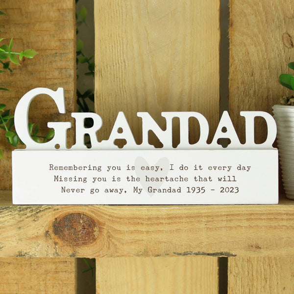 Personalised Free Text Heart Wooden Grandad Ornament