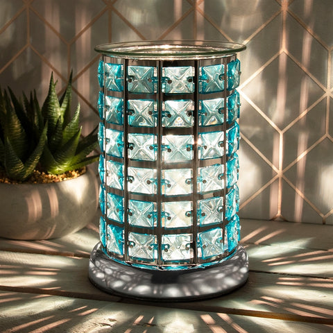 Silver & Teal Jewelled Aroma Lamp